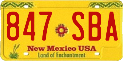 NM license plate 847SBA