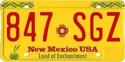 NM license plate 847SGZ