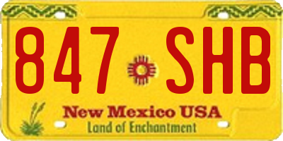 NM license plate 847SHB