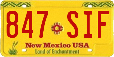 NM license plate 847SIF