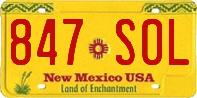 NM license plate 847SOL