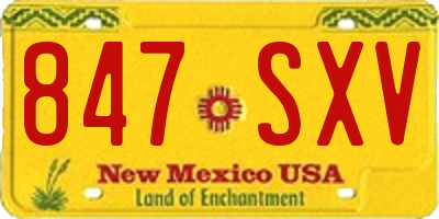 NM license plate 847SXV