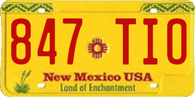 NM license plate 847TIO