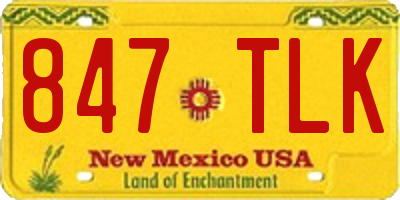 NM license plate 847TLK