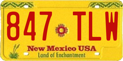 NM license plate 847TLW