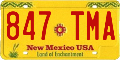 NM license plate 847TMA