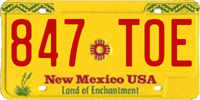 NM license plate 847TOE