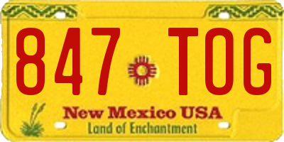 NM license plate 847TOG