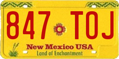 NM license plate 847TOJ