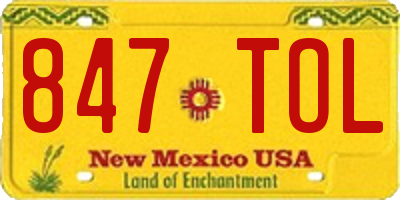 NM license plate 847TOL