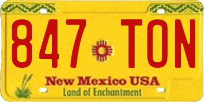 NM license plate 847TON