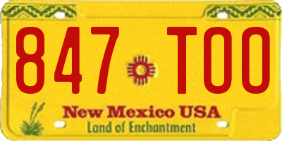 NM license plate 847TOO