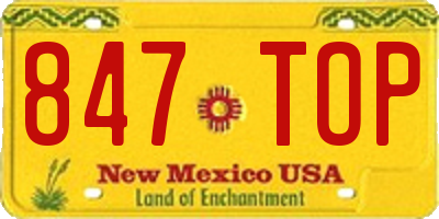 NM license plate 847TOP