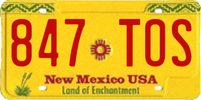 NM license plate 847TOS