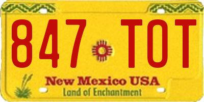 NM license plate 847TOT