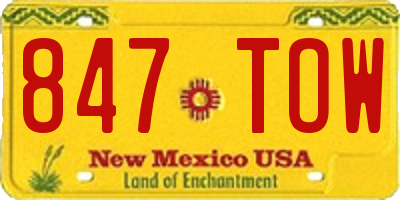 NM license plate 847TOW