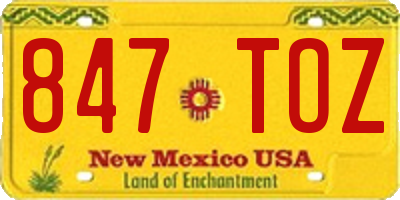 NM license plate 847TOZ