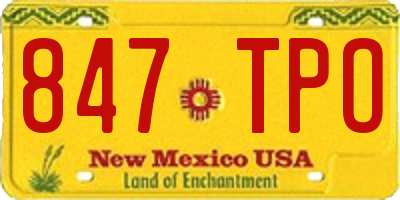NM license plate 847TPO
