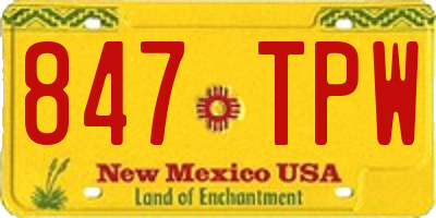 NM license plate 847TPW