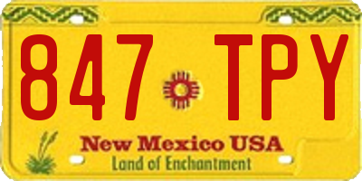 NM license plate 847TPY