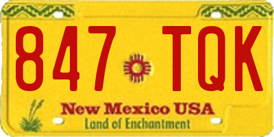 NM license plate 847TQK