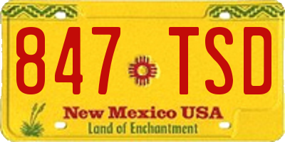 NM license plate 847TSD