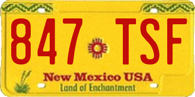 NM license plate 847TSF