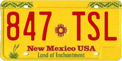 NM license plate 847TSL