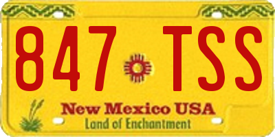 NM license plate 847TSS