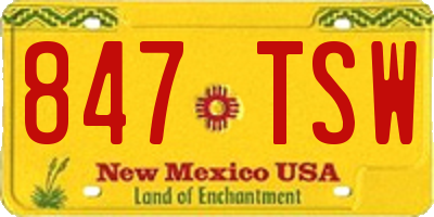 NM license plate 847TSW