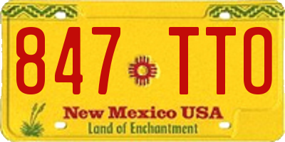 NM license plate 847TTO