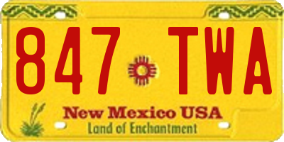 NM license plate 847TWA