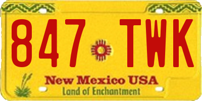 NM license plate 847TWK