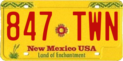 NM license plate 847TWN