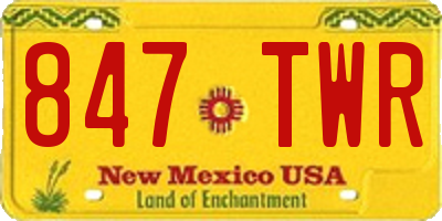 NM license plate 847TWR