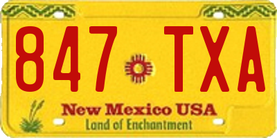 NM license plate 847TXA