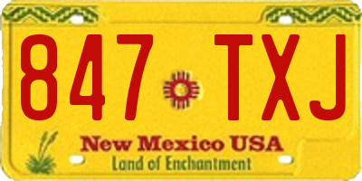 NM license plate 847TXJ