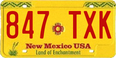 NM license plate 847TXK