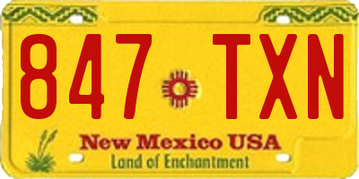NM license plate 847TXN