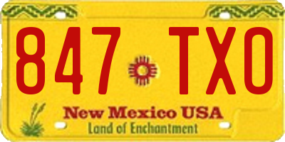 NM license plate 847TXO