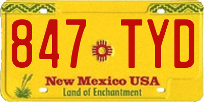 NM license plate 847TYD