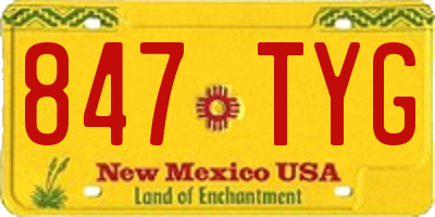 NM license plate 847TYG