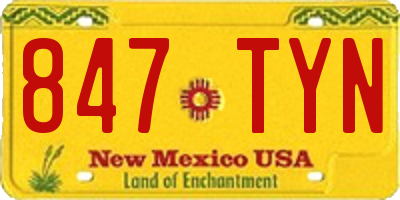 NM license plate 847TYN