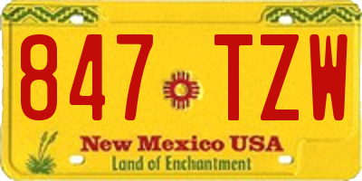 NM license plate 847TZW