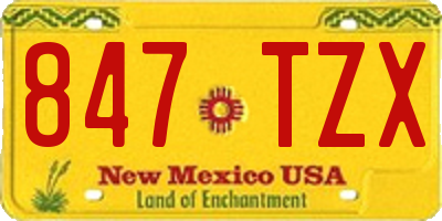 NM license plate 847TZX