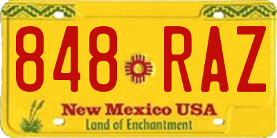 NM license plate 848RAZ