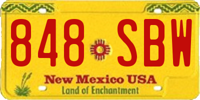 NM license plate 848SBW
