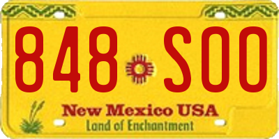 NM license plate 848SOO
