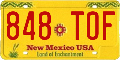 NM license plate 848TOF