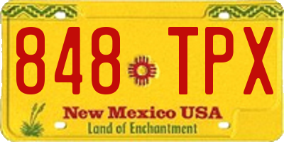 NM license plate 848TPX